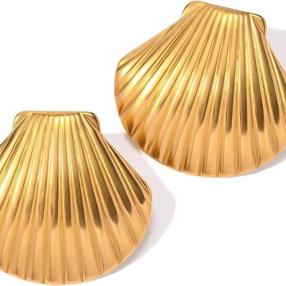 Gold Seashell Drop Earrings for Women Boho Beach Summer Jewelry Gift - Picture 1 of 5